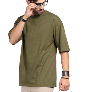 T-shirts surdimensionnés pour hommes de haute qualité, logo personnalisé, 100% coton, manches courtes, légers, respirants, col rond, longueur longue, nouveauté - Product Image 3