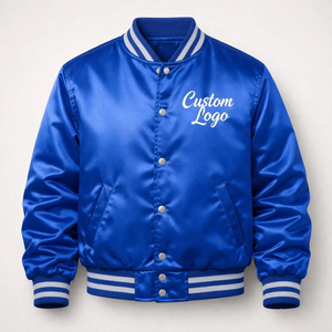 Veste universitaire en satin élégante personnalisable |   Blouson bomber brodé avec logo et nom - Product Image 1