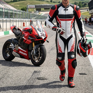 Traje de Motocicleta de Cuero de Alta Calidad para Carreras de Autos, Chaquetas de Motocicleta de Cuero Genuino, Colores y Logotipo Personalizados - Product Image 5