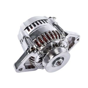 Alternador Mini Cromado de 12 Voltios con Correa en V para GM Estilo Denso de 1 Cable para Autos de Carreras, Fácil Instalación - Product Image 1