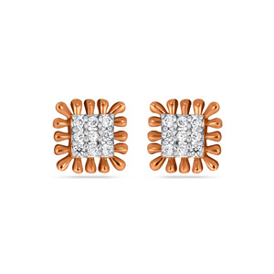 18K Rose Gold <b>Square</b> Sunburst Lab Grown <b>Diamond</b> Cluster Stud <b>Earrings</b> Luxury Fine Jewelry for Women Wholesale - Product Image 1
