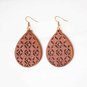 Pendientes de Aro de Madera de Diseño de Moda, Marrones, con Gancho Hueco, Hechos a Mano, con Hoja de Arce, para Mujer - Product Image 1