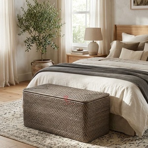 Cesta de Almacenamiento de Mimbre Tejida a Mano, Ecológica, de Gran Tamaño, con Tapa, para Organización del Hogar, Estilo Moderno Vintage - Product Image 3