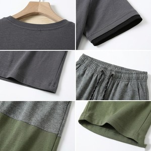 Mens Minimal Color Block T Shirt Shorts Set Premium Casual Summer <b>Outfit</b> Soft Cotton Two Piece Streetwear Custom Design - Product Image 5