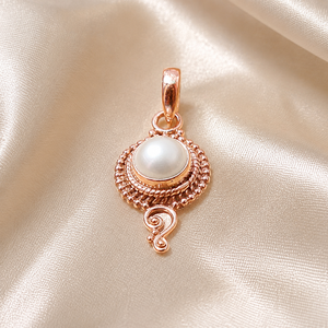 925 <b>Sterling</b> <b>Silver</b> Freshwater <b>Pearl</b> Pendant <b>Necklace</b> Handmade Vintage Beaded Charm Rose Gold Yellow Gold Plated Bezel Setting - Product Image 2