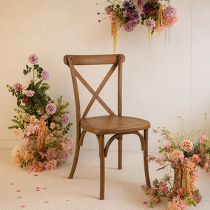 Resin Crossback <b>Chestnut</b> Industrial Modern Durable Strong Adjustable Dining Chair for Outdoor & Hotel Use - Product Image 1