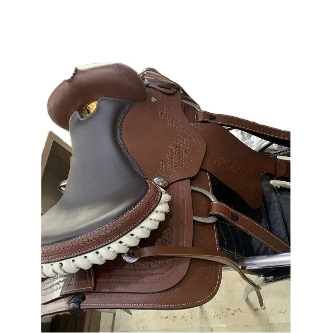 Sella Western 100% vera pelle sella da cavallo realizzata sella occidentale confortevole traspirante Made in kanpur India di Erum Overseas