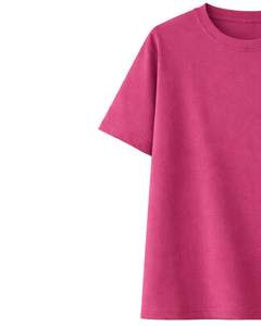 Camiseta Personalizada Rosa Fucsia para Mujer, con Bordado Floral, Cuello Redondo, Algodón Suave, Manga Corta, Informal, Ligera, para Verano - Product Image 3