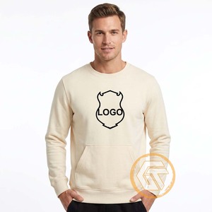 เสื้อสเวตเชิ้ตคอกลมผ้าฟลีซสำหรับผู้ชาย ทรงปกติ สีพื้น พิมพ์โลโก้ด้านหน้า สวมใส่สบายในฤดูหนาว ผ้าฝ้าย 100% ระบายอากาศได้ดี แห้งเร็ว - Product Image 4