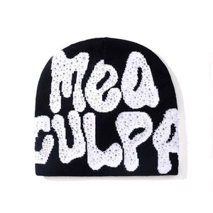 Factory Sale Wholesale <b>Skull</b> Knit Winter Hat Warm Shiny Custom Logo Soft Jacquard Rhinestone <b>Beanie</b> - Product Image 1