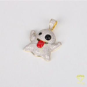Pendentif fantôme de dessin animé en argent sterling 925 avec finition glacée - Product Image 5