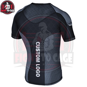 เสื้อแรชการ์ดแขนสั้นคุณภาพสูง ทนทาน น้ำหนักเบา รุ่นใหม่ล่าสุด แห้งเร็ว เป็นมิตรกับสิ่งแวดล้อม ผลิตจากผ้าสแปนเด็กซ์และโพลีเอสเตอร์ สำหรับกีฬา FIGHT CAGE ปี 2026 - Product Image 2