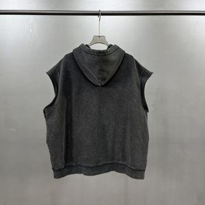 Sweat-shirts amples pour hommes, style décontracté streetwear, avec épaules tombantes, col à capuche, sans manches, coupe carrée, pour l'hiver - Product Image 4