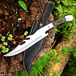 มีดโบวี่เหล็กดามัสกัสทำมือ ใบมีดคงที่ สำหรับเอาตัวรอดกลางแจ้ง ด้ามไม้ปาคาอเนกประสงค์ - Product Image 1