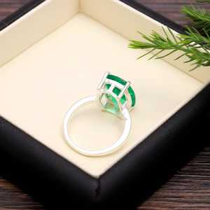 Anillo de Esmeralda Colombiana con Corte Cojín, Plata de Ley 925, Joyería de Esmeralda, Regalo de Navidad para Mujer - Product Image 4