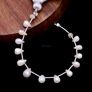 6x4mm-7x5mm 4 pouces larme forme Premium naturel blanc sillimanite perles à facettes brin de pierres précieuses pour la fabrication d'articles de bijoux - Product Image 2