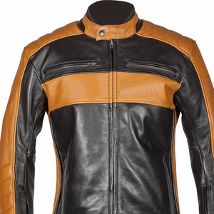 Chaqueta de Motocicleta de Cuero Vacuno Genuino para Hombre, con Cierre, Bolsillos, Resistente al Viento, Protección Invernal para Motociclistas - Product Image 4