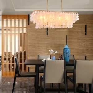 Vỏ Hình Chữ Nhật Đèn Chùm Địa Trung Hải Đèn Trần Màu Trắng Tự Nhiên Vỏ Sò Ánh Sáng Nhà Bếp Phòng Khách Phòng Ngủ Ánh Sáng - Product Image 4