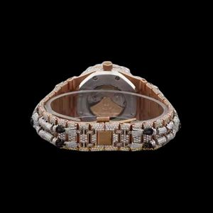Montre de luxe personnalisée pour homme, avec cadran en quartz en acier inoxydable, incrusté de diamants Moissanite, motif crâne, ton or rose, cadran diamanté - Product Image 3