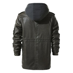 Men's Hooded Genuine Leather Motorcycle Jacket with Sherpa Lining Quick Dry Windproof <b>Thick</b> <b>Winter</b> <b>Coat</b> Zipper Closure Pockets - Product Image 3