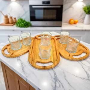 Bandeja de Madera Maciza Ecológica con Asas para Servir Té, Café, Aperitivos y Comida, para Uso Doméstico, Venta al por Mayor, para Cocina, Hotel, Desayuno - Product Image 3