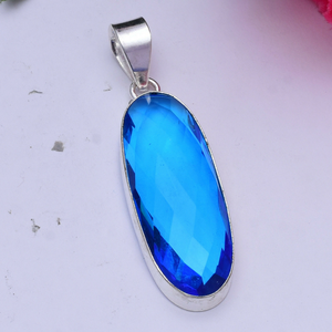 Colgante Largo de Topacio Azul en Plata de Ley 925, Elegante Colgante de Piedra Preciosa, Regalo para Ella - Product Image 2