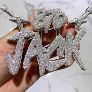 Pendentif Lettre Initiale Hip Hop Iced Out en Argent 925 avec Moissanite, Testée au Diamant, pour Hommes - Product Image 4