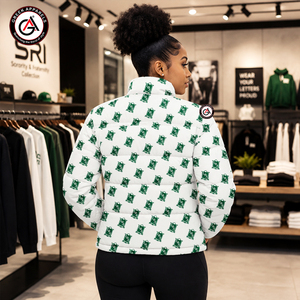 Chaqueta Larga Acolchada con Bordado de la Hermandad Iota Phi Lambda |   Sudadera Impermeable y Cortavientos para Mujer, Estilo Griego, para Invierno - Product Image 2