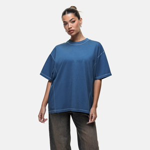 Nouveaux T-shirts décontractés pour femmes avec imprimés et patchs, respirants, coupe ajustée, manches courtes, pour l'été, en polyester/coton - Product Image 1