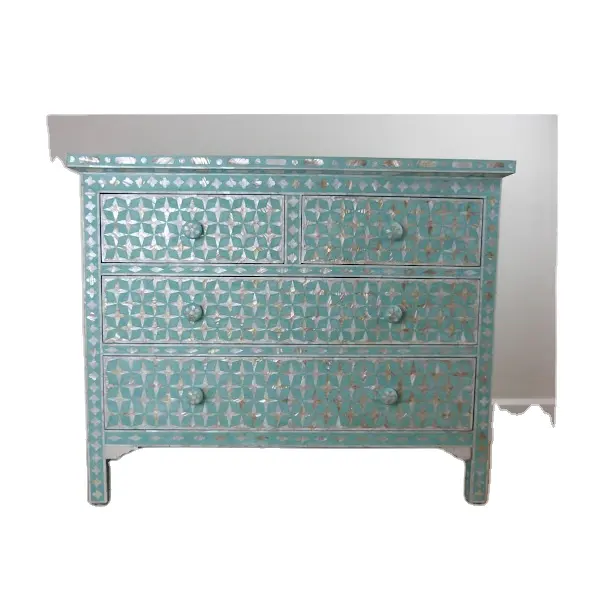 卸売高品質インド工芸品骨インレイ引き出しアンティークテーブル家具メーカー製小型darers低価格トップサル