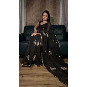 Saree de créateur avec broderie Zari pour fêtes et clubs - Product Image 2