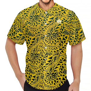 Maillot de baseball sublimé bleu marine pour homme avec motif floral, manches courtes, boutons sur le devant, respirant, vêtements de sport d'été - Product Image 4