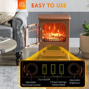 Caminetto Elettrico Moderno da 750W/1500W con Fiamme LED Realistiche e Tronchi, Colore Marrone Scuro, Display LCD, per Uso in Soggiorno (Versione UK) - Product Image 5