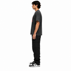 Men's Oversized Black T-Shirt With Red And <b>White</b> FB Logo Street Style Short Sleeve O-Neck Cotton Jersey Print Front <b>tshirt</b> - Product Image 3