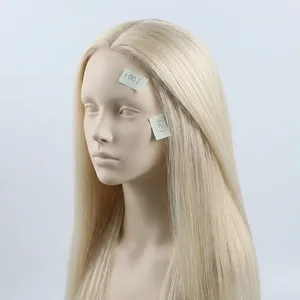 Peluca de Cabello Humano 100% Remy con Trama Completa, Larga, Rubia Platino, con Mechas, Textura Ondulada Natural, Personalizable - Product Image 2