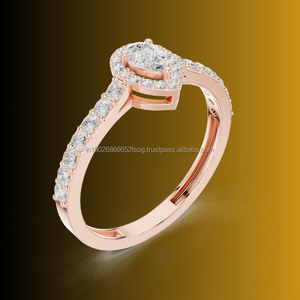 JOYAS MÁGICAS 14K Oro Real Moissanite Halo Anillo de bodas Joyería fina - Product Image 1