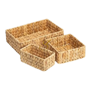 Paniers de rangement en jacinthe d'eau tressés à la main, organiseur décoratif, lot de 3 - Product Image 1