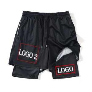 Wholesale Custom Logo Gym Wear Shorts Nylon Mens Double <b>Layer</b> Breathable Sports Fitness Gym Shorts Athletic Shorts - Product Image 1