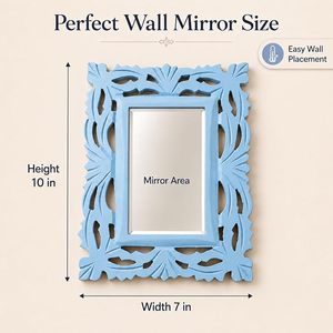 Blue Retro Vintage Ornate Frame Wall <b>Mirror</b> 4mm Thick Handcrafted Glass for Bathroom & Bedroom <b>Hanging</b> Vanity Decor - Product Image 1