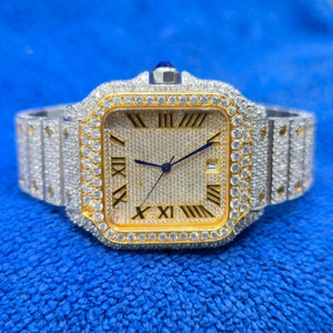 Reloj de Cuarzo Cuadrado de Lujo para Hombre, con Incrustaciones de Diamantes, de Acero Inoxidable, Estilo Hip Hop, al Mejor Precio al por Mayor - Product Image 3