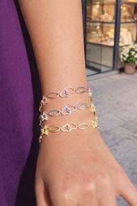 Moissanite Real 925 <b>Sterling</b> <b>Silver</b> Yellow Rose Gold Plated Love match Dual <b>Heart</b> Tennis <b>Bracelet</b> Gift Everyday Wear Jewelry - Product Image 5