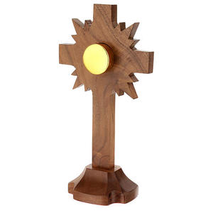 Cruz Relicario de Madera Hecha a Mano con Centro de Latón, Decoración para Iglesia Católica, Exhibición para Altar, Artículo Religioso, Fabricante Mayorista - Product Image 1