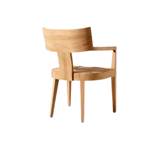 Silla de Restaurante Moderna de Madera de Teca, Silla de Comedor con Asiento Tapizado y Brazos, para Hotel, Villa, Uso en Exteriores - Product Image 4