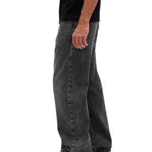 Jeans de Mezclilla Negros Claros de Alta Calidad para Hombre, Lavado al Polvo, Corte Recto Clásico, Pantalones Casuales de Algodón, OEM - Product Image 5