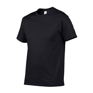Camiseta de Algodón Negra para Hombre, Manga Corta, Cuello Redondo, Corte Regular, Color Sólido Informal, Transpirable y Ligera - Product Image 1