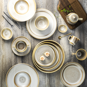 YAYU Assiettes de service rustiques personnalisées en céramique et porcelaine, style nordique kaki, pour entrées et plats principaux, idéales pour hôtels et restaurants - Product Image 6
