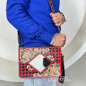 Bolso Bandolera de Cuero Vacuno Genuino con Diseño a Cuadros, Clásico, de Lujo, de Marca, Nuevo, Personalizado - Product Image 1