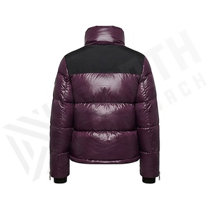 Hooded Quilted Waterproof <b>Bubble</b> Jacket Black Full Sleeve Winter Windproof Cotton Shell Knitted Fabric Polyester Filling Stand - Product Image 2