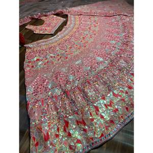 Diseñador Lehenga Choli para bodas y fiestas Foil Mirror Work Elegante ropa de boda - Product Image 5