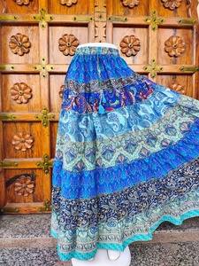 Women's Floor-Length Satin Silk Bohemian Eco-Friendly Breathable High <b>Elastic</b> Patchwork Print Multi Color ODM Summer Wear <b>Skirt</b> - Product Image 2